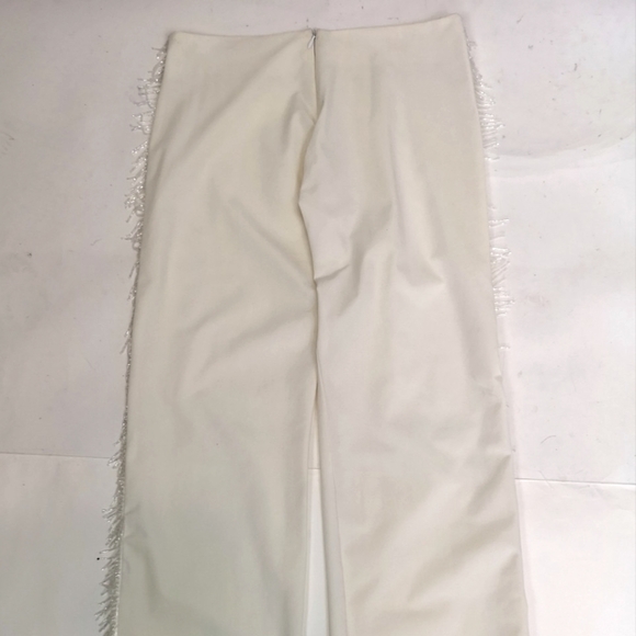 90s White Beaded Fringe Elvis low hip hugger Western Tuxedo Trousers - Picture 16 of 16
